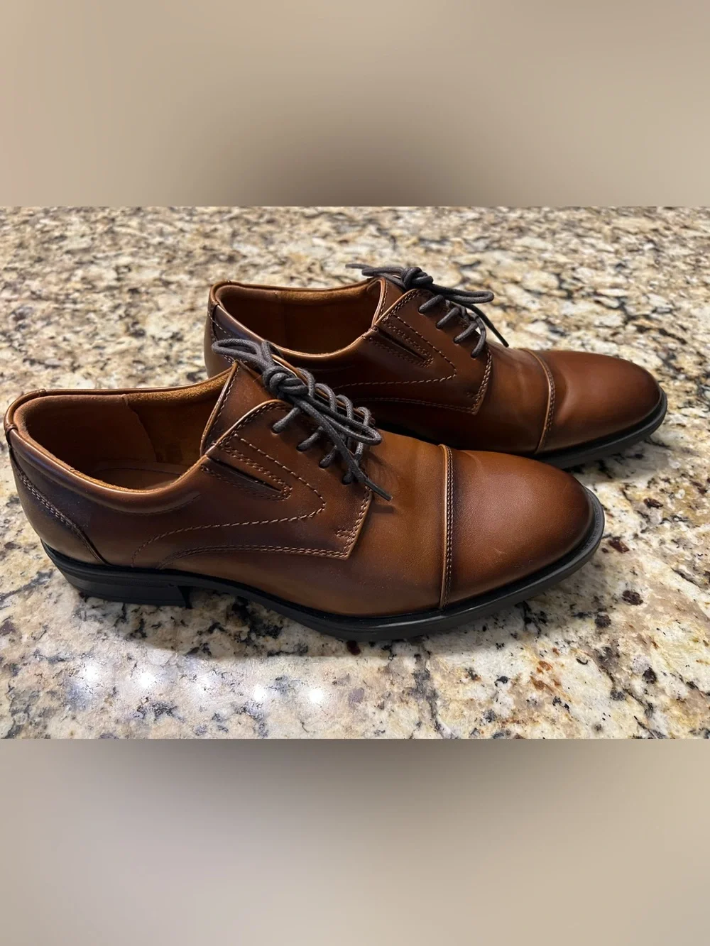 Apt. 9 Men's Cognac Leather Cap-Toe Oxfords